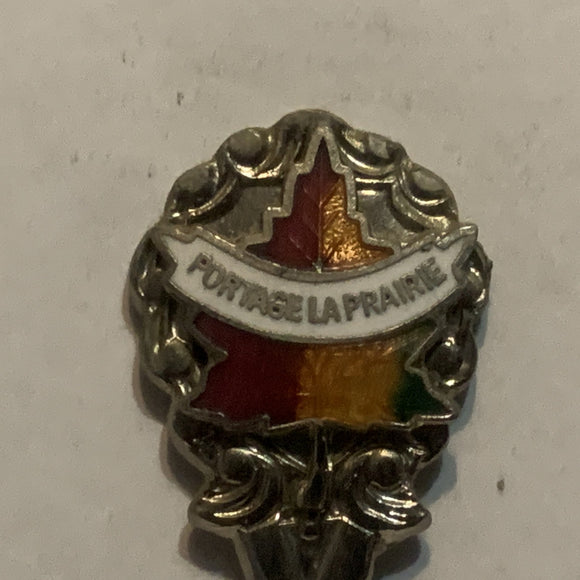 Portage La Prairie maple Leaf Manitoba Collectable Souvenir Spoon ET