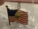 Eagle on USA American Flag Lapel Hat Pin