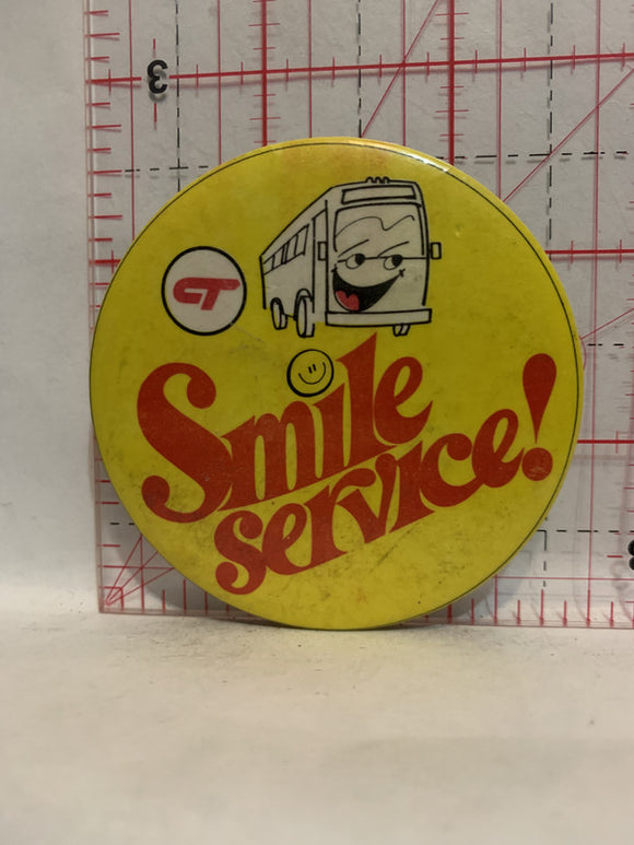 CT Smile Service Bus Button Pinback
