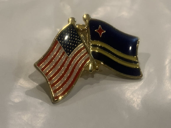 USA Aruba Friendship Flags Lapel Hat Pin
