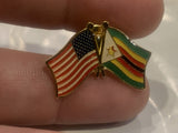 USA Zimbabwae Friendship Flags Lapel Hat Pin