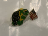Turtle Holding an USA American Flag Lapel Hat Pin