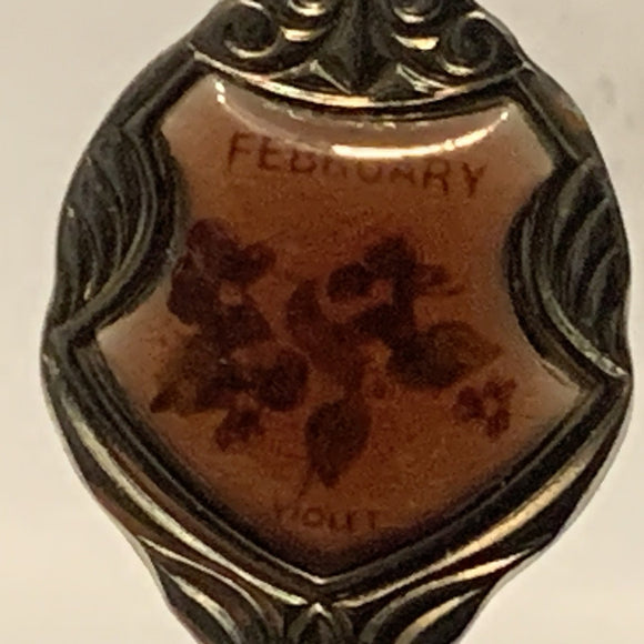 February Violet Flower Collectable Souvenir Spoon CL