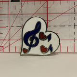 Music Notes on a Heart Lapel Hat Pin