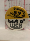 Best O' Luck Clover Horse Shoes Button Pinback