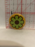 Green Flower Blossom Drawing Button Pinback