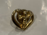 Guardian Angel in a Heart Lapel Hat Pin