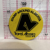 Stamp Around Alberta Travel Alberta Souvenirs Button Pinback