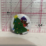 Christmas Tree Winter Robin Bird Holidays Button Pinback