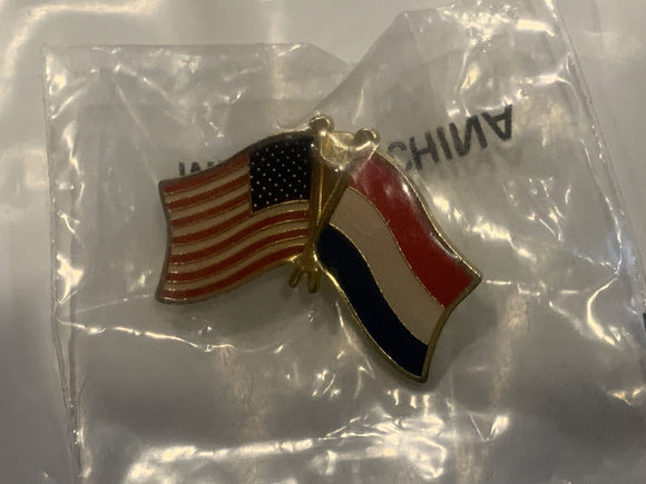 USA Netherlands Friendship Flag Lapel Hat Pin