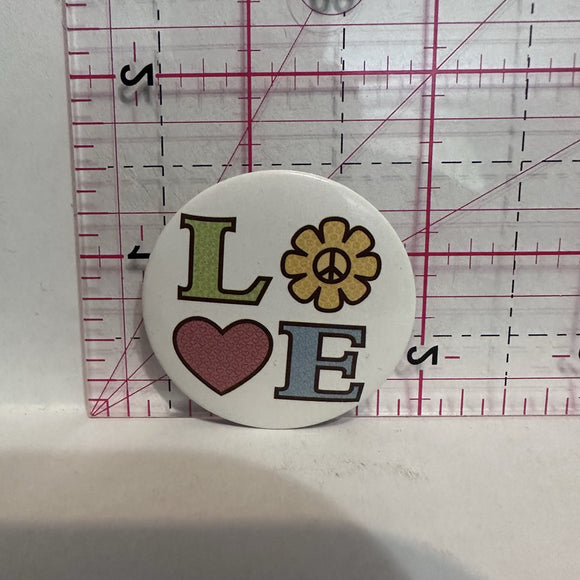 LOVE Peace Heart Slogans Button Pinback