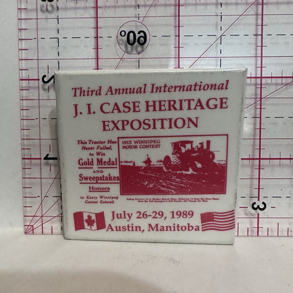 J.I Case Heritage Exposition 3rd 1989 Austin Manitoba Souvenirs Button Pinback