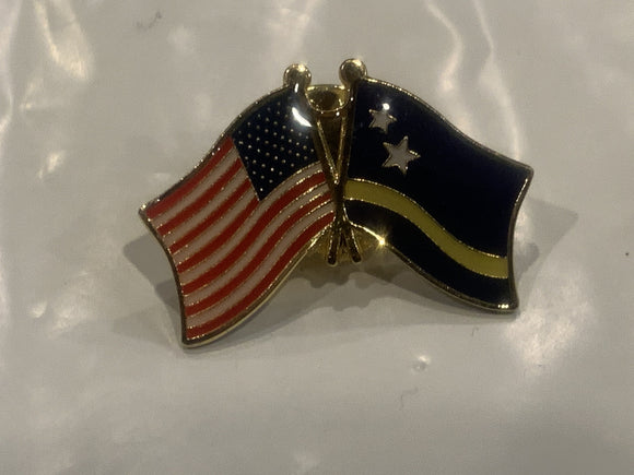 USA Curaco Friendship Flags Lapel Hat Pin