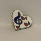 Music Notes on a Heart Lapel Hat Pin