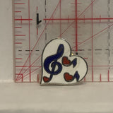 Music Notes on a Heart Lapel Hat Pin