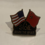 Stoli Share The Spirit USA Soviet Freindship Flags Lapel Hat Pin AI