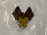 USA Flags Yellow Ribbon Lapel Hat Pin