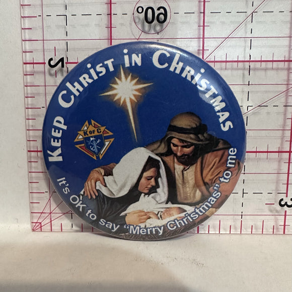 Keep Christ in Christmas K of C  Religious, Holidays, Cubs Button Pinback