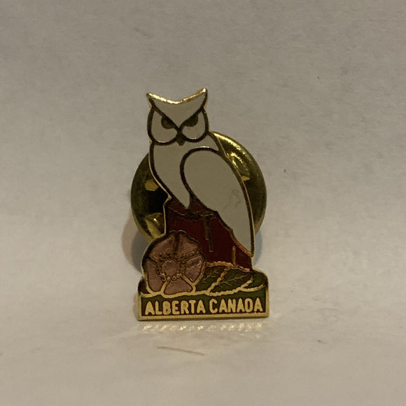 Alberta Canada Wild Rose Owl  Lapel Hat Pin