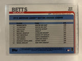 #312 Mookie Betts League Leaders Boston Red Sox 2019 Topps Series One Baseball Card