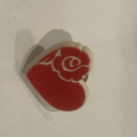 Heart with a Rose Lapel Hat Pin AK