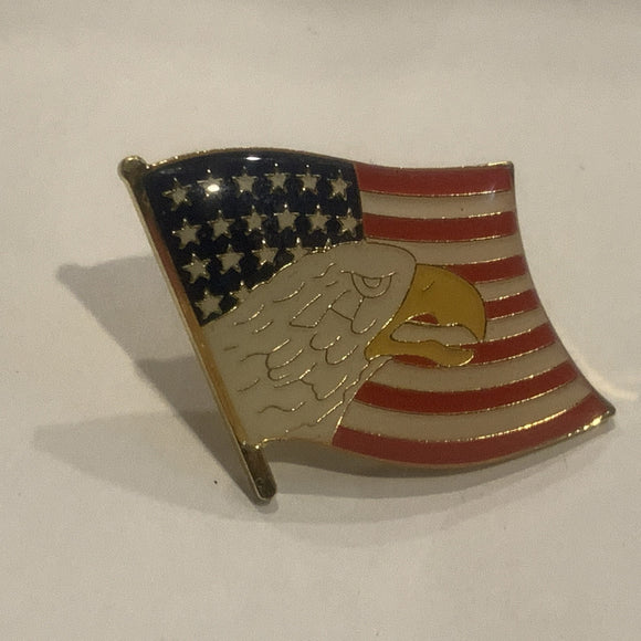 Eagle on a USA American Flag Lapel Hat Pin AK
