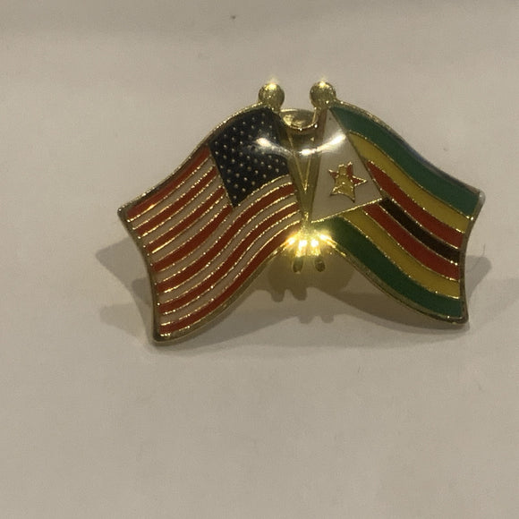 USA Zimbabwe Friendship Flags Lapel Hat Pin AK