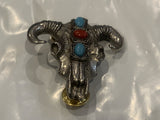 Decorated Cattle Skull Lapel Hat Pin