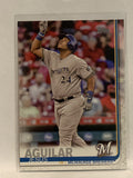 #287 Jesus Aguilar Milwaukee Brewers 2019 Topps Series One Baseball Card