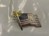 USA American Flag Yellow Ribbon Lapel Hat Pin