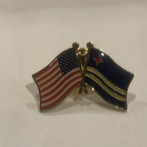 USA Aruba Friendship Flags Lapel Hat Pin AM