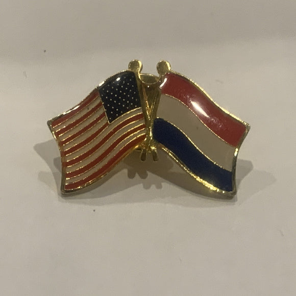 USA Netherlands Friendship Flags Lapel Hat Pin AM
