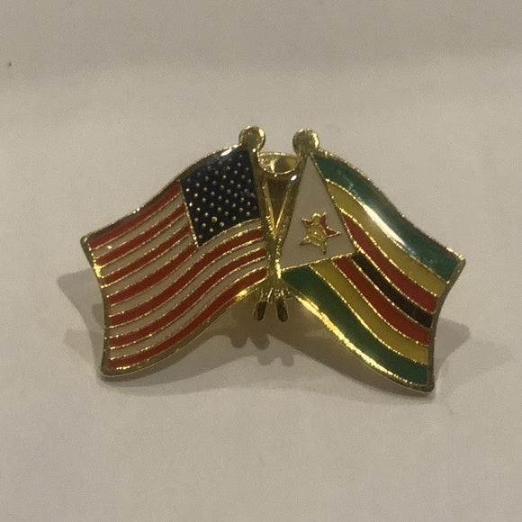 USA Zimbabwe Friendship Flags Lapel Hat Pin AM