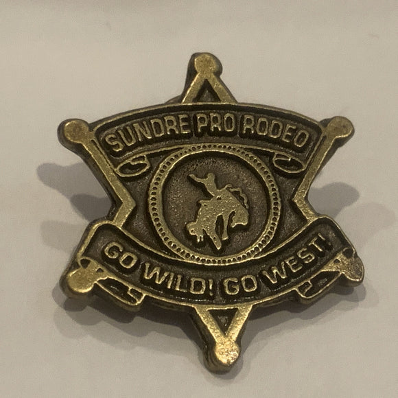 Sundre Pro Rodeo Go Wlid Go West Badge Lapel Hat Pin AM