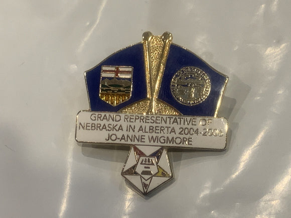 Grand Representative of Nebraska in Alberta 2005 06 Jo-Anne Wigmore Lapel Hat Pin