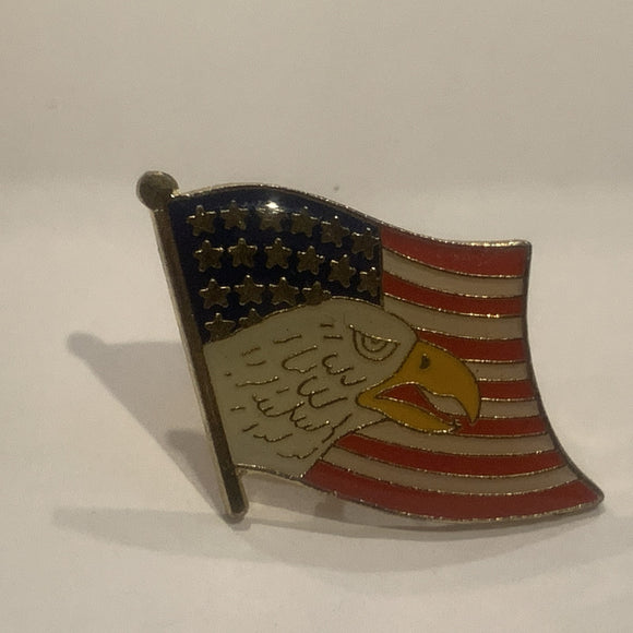 Eagle on a USA American Flag Lapel Hat Pin AN