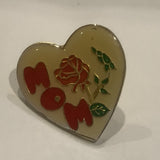 Mom Rose on a Heart Lapel Hat Pin AN