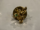 Green Jewell Guardian Angel Cherub Lapel Hat Pin