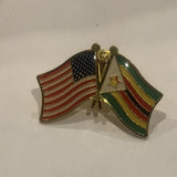 USA Zimbabwe Friendship Flags Lapel Hat Pin AO