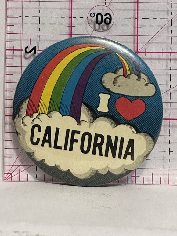 I Love California Rainbow  Button Pinback