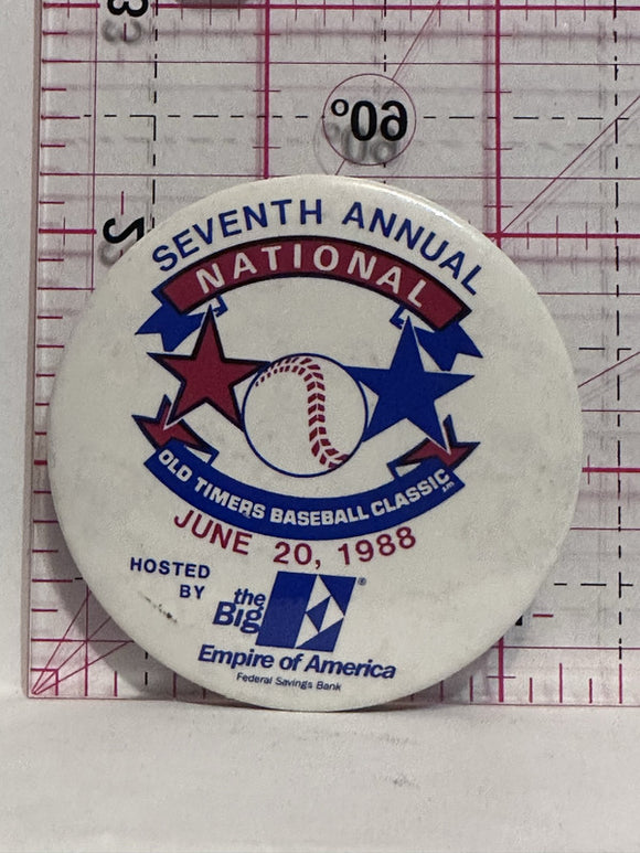 7th Annual National Old Timers Baseball Classi June 1988  Button Pinback