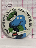 ROLM Telecommunications Dinosuar Bite out Phone Bill  Button Pinback