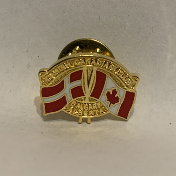 Danish Canaadian Club Calgary Alberta Friendship Flags Lapel Hat Pin