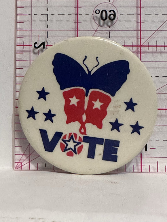 Vote American USA Butterfly  Button Pinback
