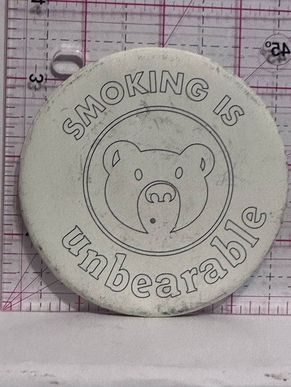 Smoking is Unbearable Bear Mascot  Button Pinback