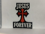 Jesus Forever Iron Cross Iron On Patch AA