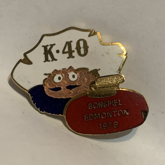 K40 Bonspiel Edmonton 1978 Curling Lapel Hat Pin