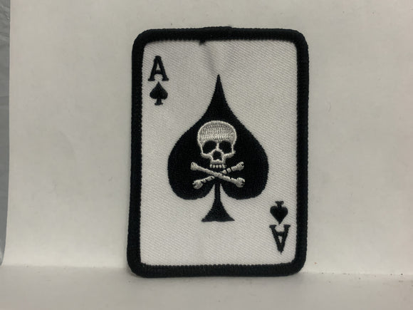 Ace of Spades Playing Card Skull Cross Bones Iron On Patch AA