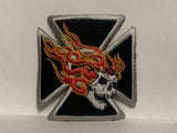 Flaminf Medusa Skull Cross Iron On Patch AA
