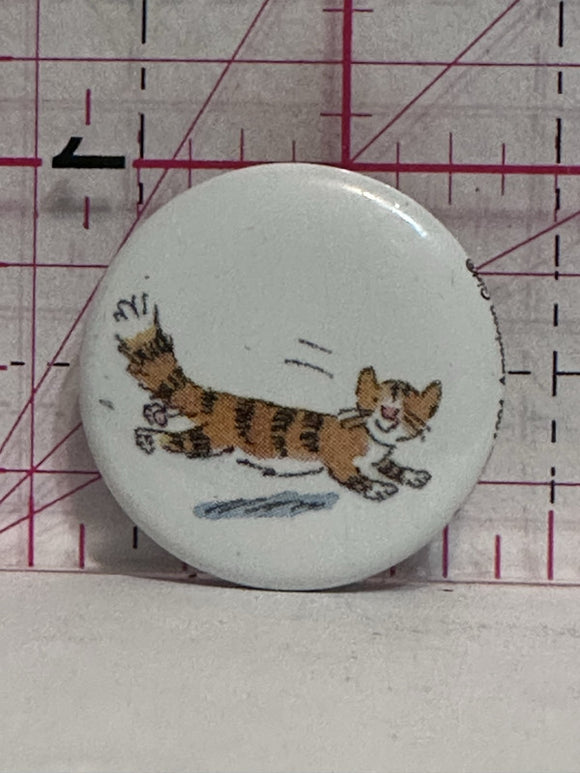 Orange Tabby Cat Cartoon  Button Pinback